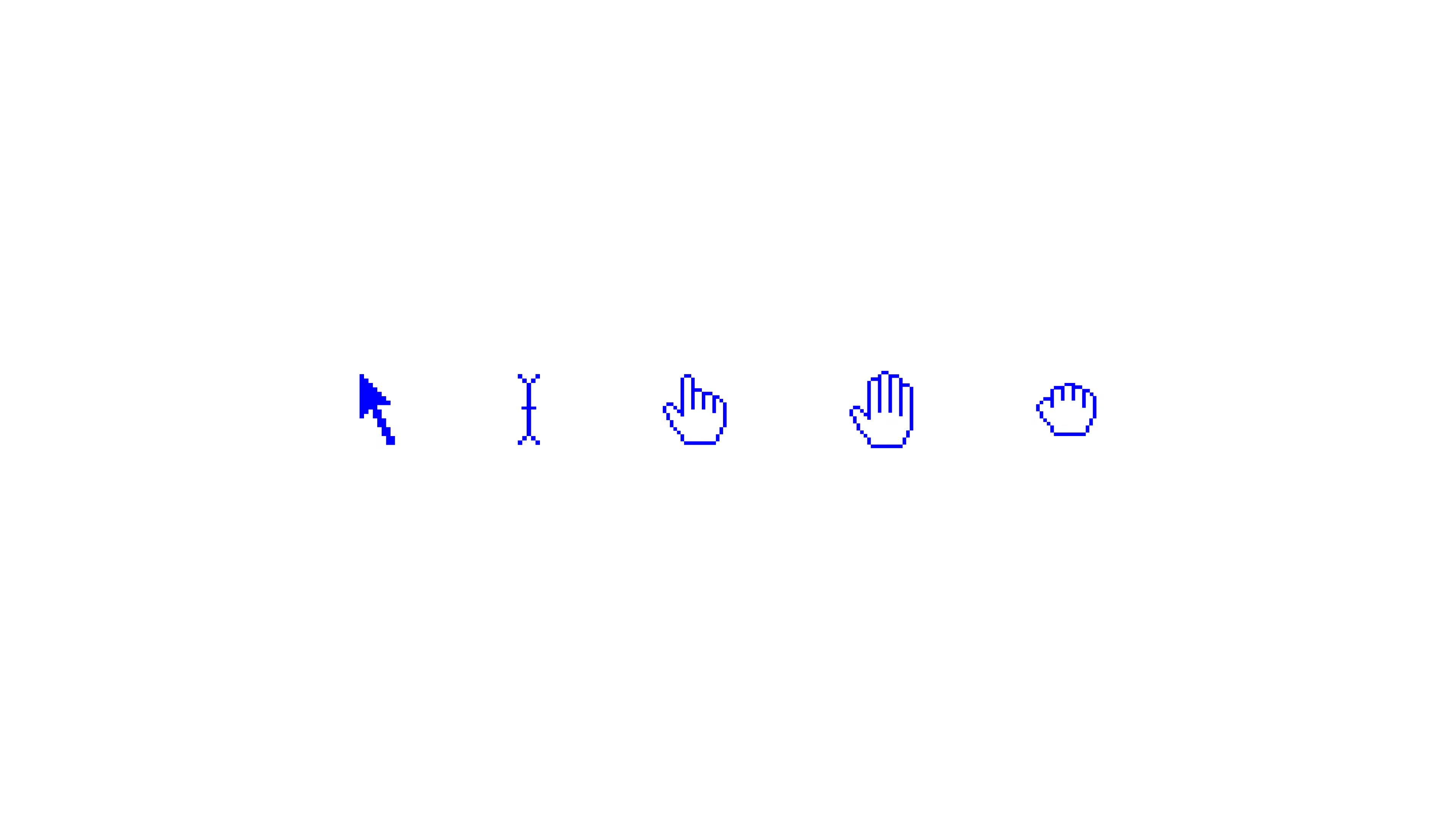 Classic blue cursor icon set on a light gray background