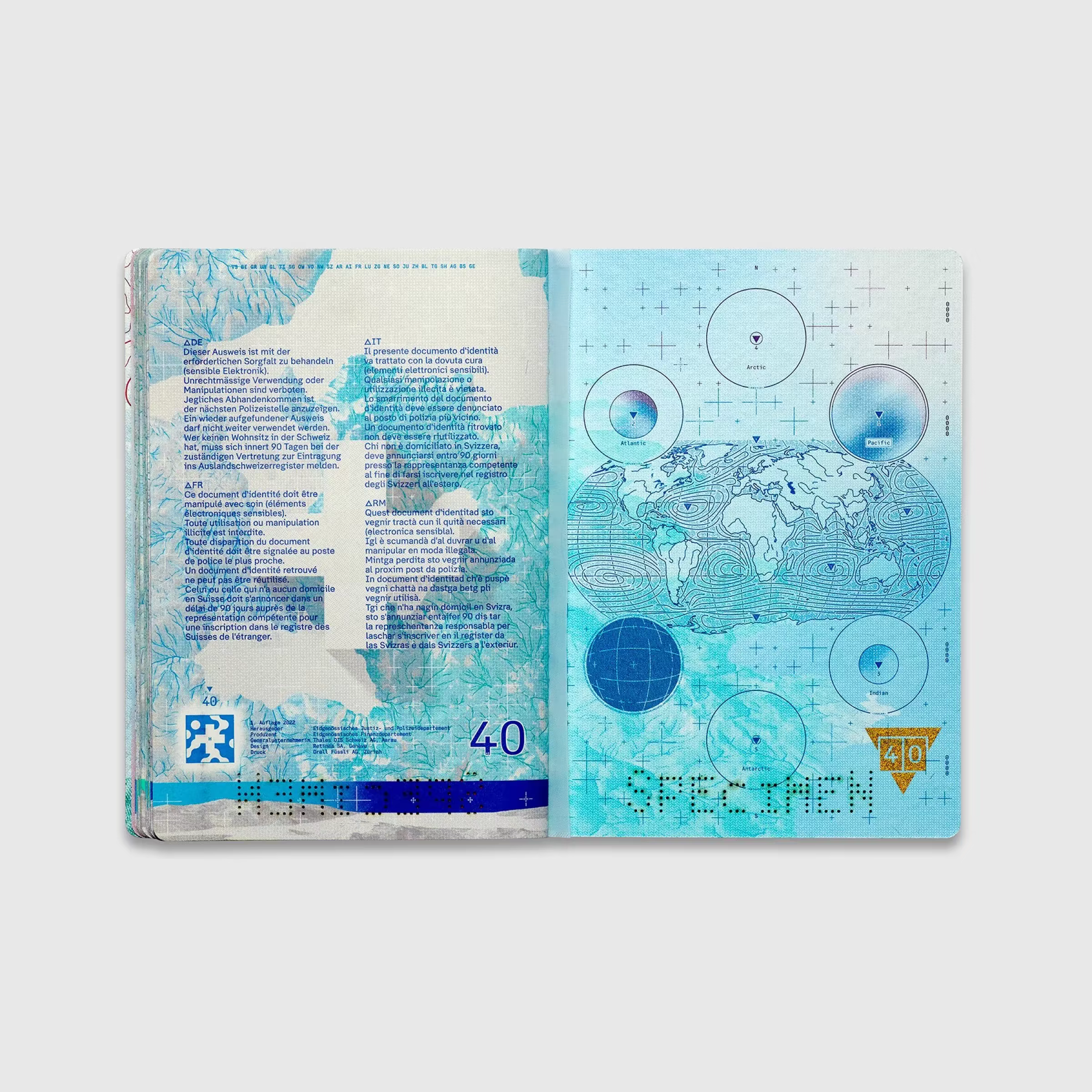 Swiss passport arctic map spread